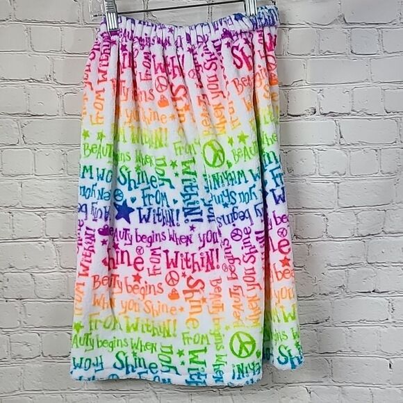 Justice Girls XS/S Plush Fleece Rainbow Peace Spa Bath & Body Velcro Towel Wrap - Picture 7 of 7